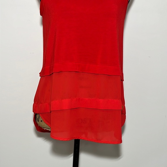 MICHAEL MICHAEL KORS || Sleeveless Orange Mix Blend Top. Sz. M - Picture 3 of 11